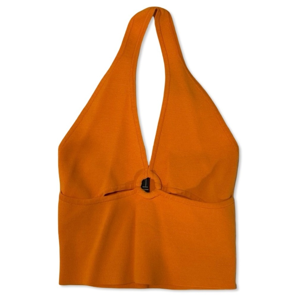 Forever 21 orange key hole cropped halter top | size S | NEW - Picture 2 of 5
